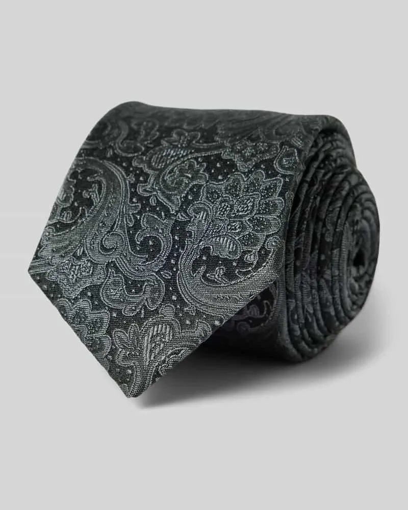 Monti Seidenkrawatte mit Paisley-Muster Anthrazit