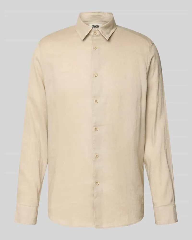 Drykorn Slim Fit Freizeithemd aus Leinen-Baumwoll-Mix Modell 'RAMIS Beige