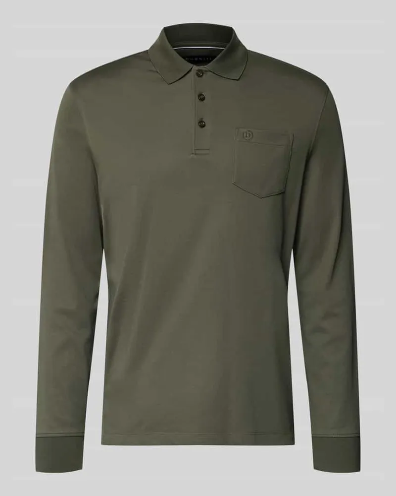 Bugatti Regular Fit Poloshirt aus Baumwoll-Mix mit Brusttasche Oliv