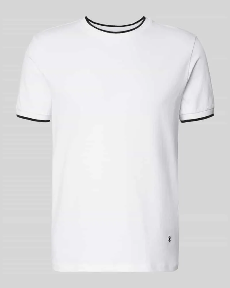 Manuel Ritz T-Shirt mit Rundhalsausschnitt und Kontraststreifen Weiss