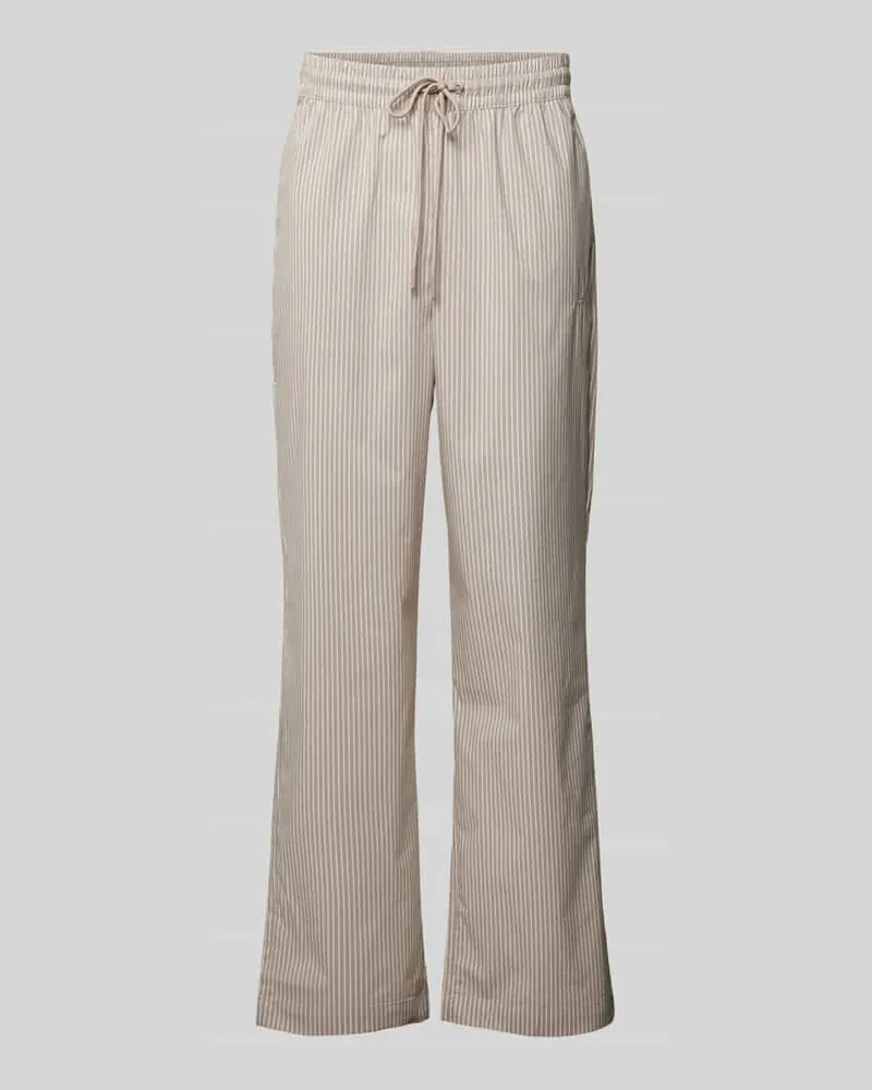 PEGADOR Wide Leg Stoffhose mit Label-Stitching Modell 'RATON Taupe