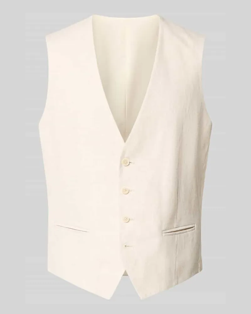 McNeal Weste aus Leinen-Baumwoll-Mix mit Paspeltaschen Beige