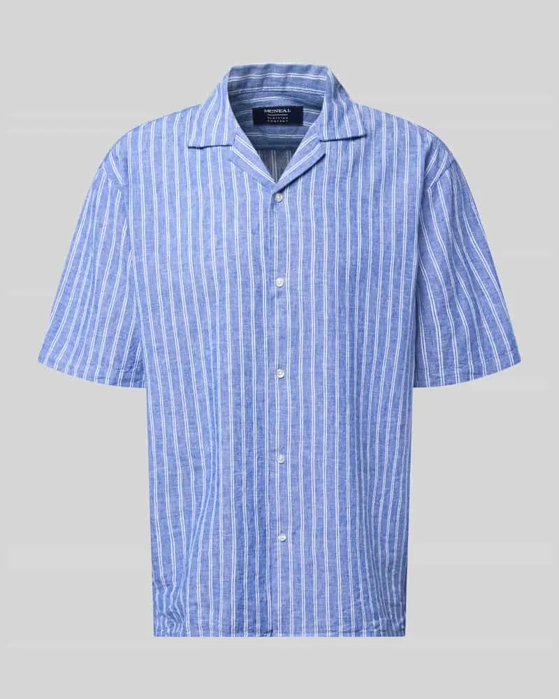 McNeal Regular Fit Freizeithemd aus Leinen-Baumwoll-Mix Marine