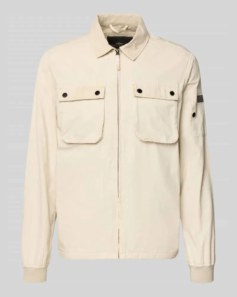 Fynch-Hatton Modern Fit Overshirt mit Label-Patch Modell 'Garmentdye Offwhite