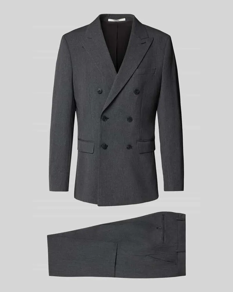 Selected Slim Fit Anzug mit doppelreihigem Sakko Dunkelgrau