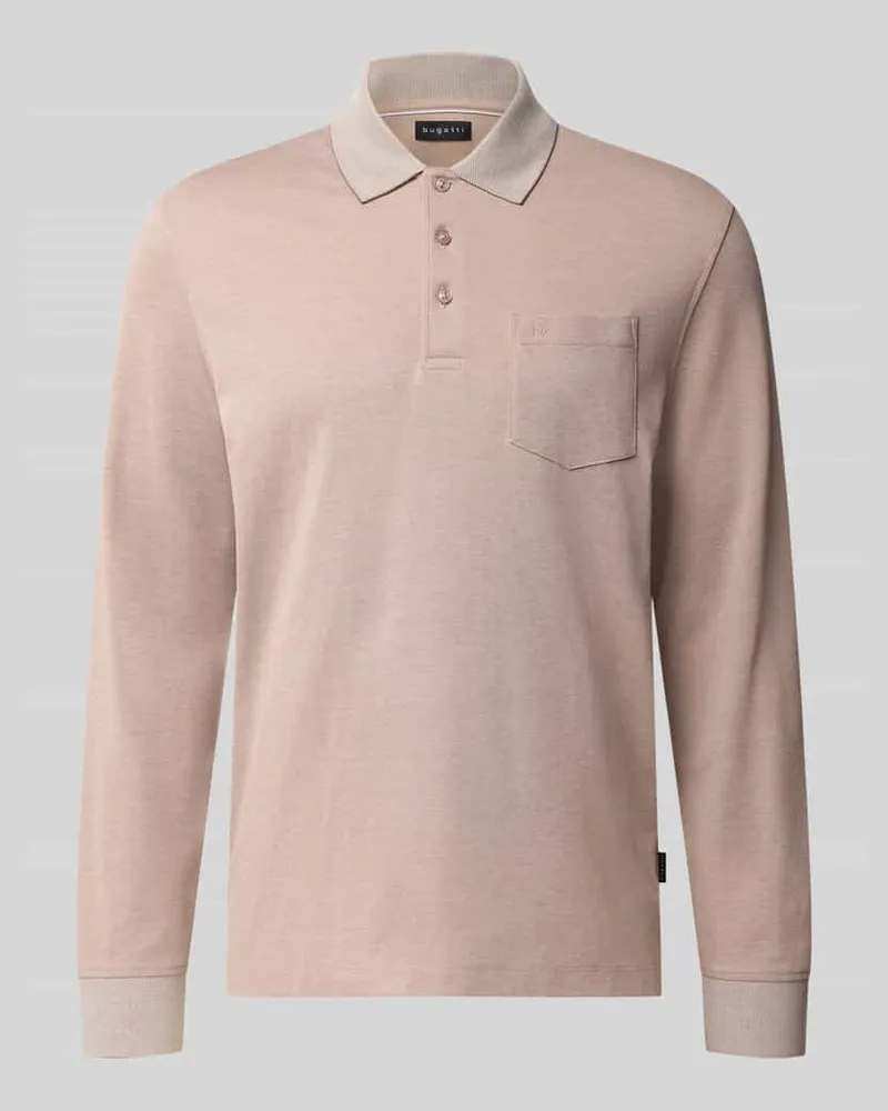 Bugatti Regular Fit Poloshirt aus Baumwoll-Mix mit Brusttasche Beige