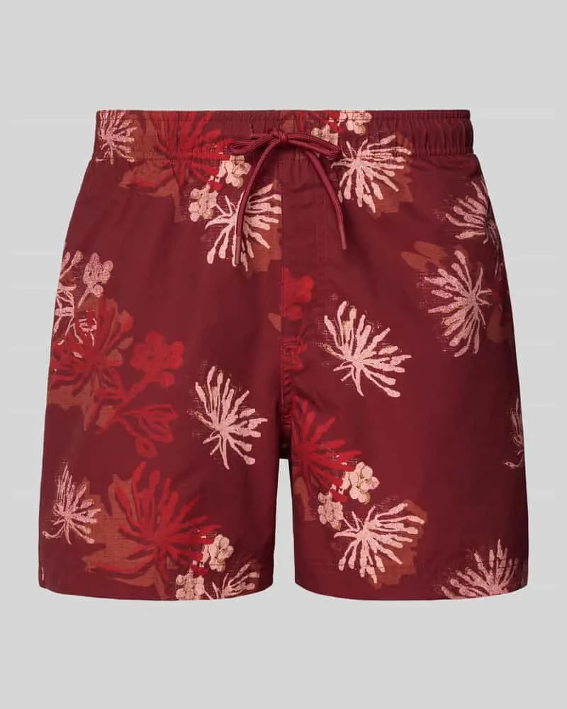 Jack & Jones Regular Fit Badeshorts mit Allover-Animal-Print Modell 'Maui Offwhite