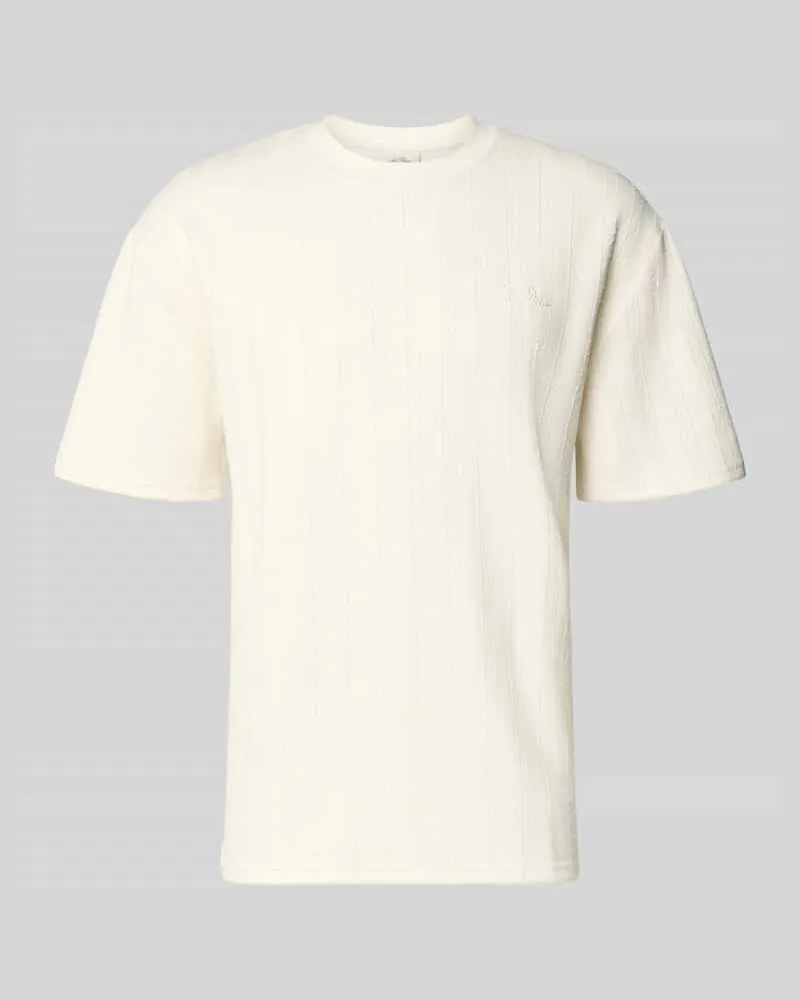 LES DEUX T-Shirt mit Strukturmuster und Rundhalsausschnitt Offwhite