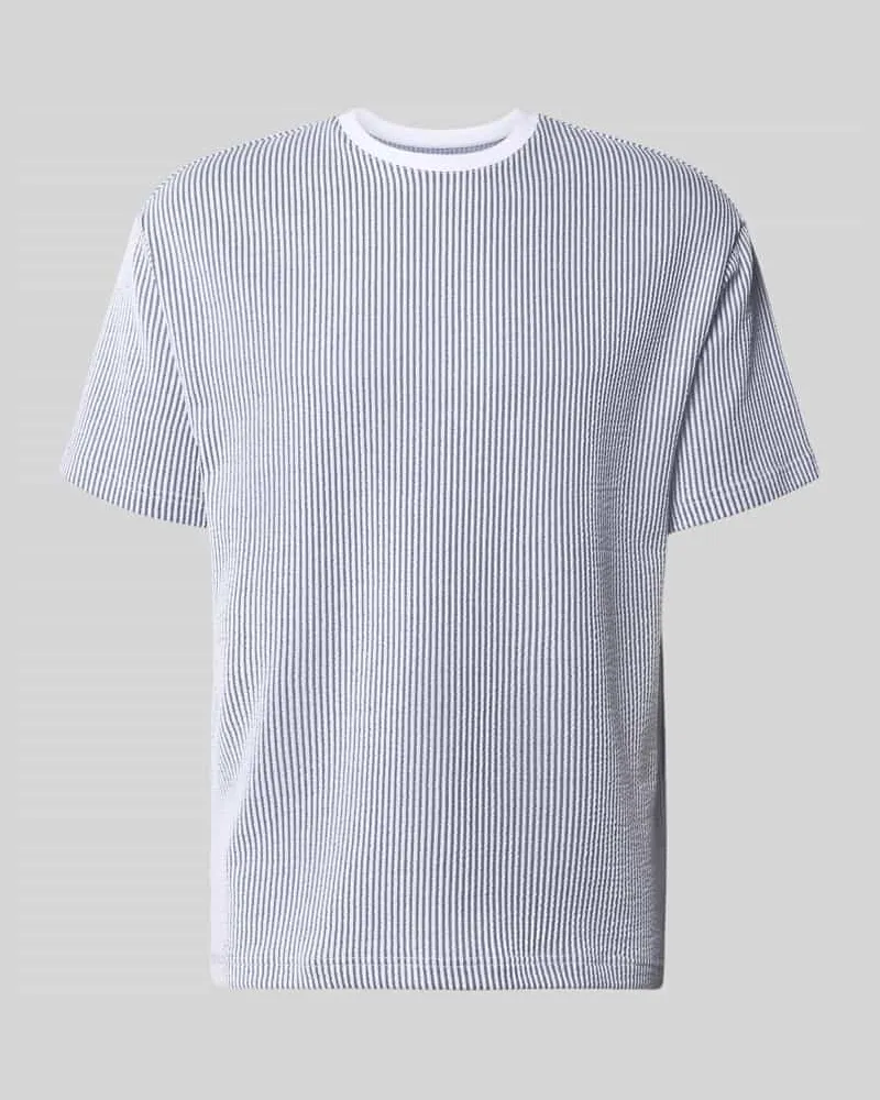 McNeal T-Shirt mit Strukturmuster und Rundhalsausschnitt Dunkelblau