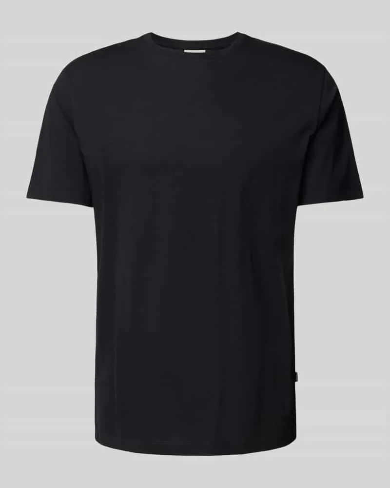 Lindbergh T-Shirt mit geripptem Rundhalsausschnitt 