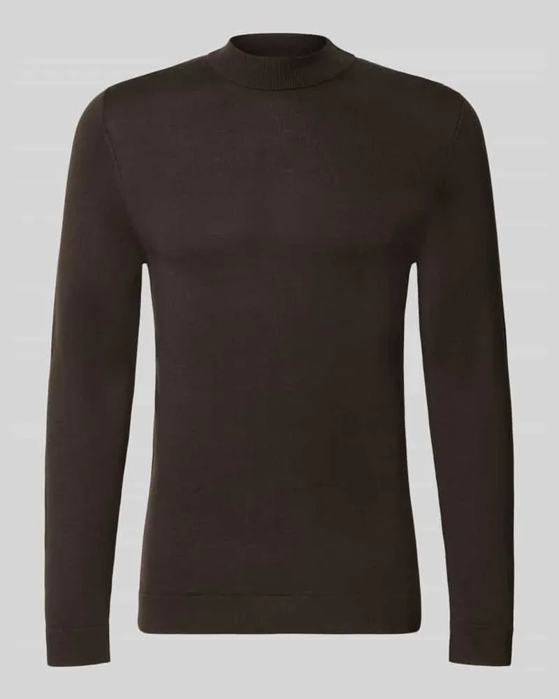 Drykorn Slim Fit Longsleeve aus reiner Schurwolle Modell 'Arwon Dunkelbraun