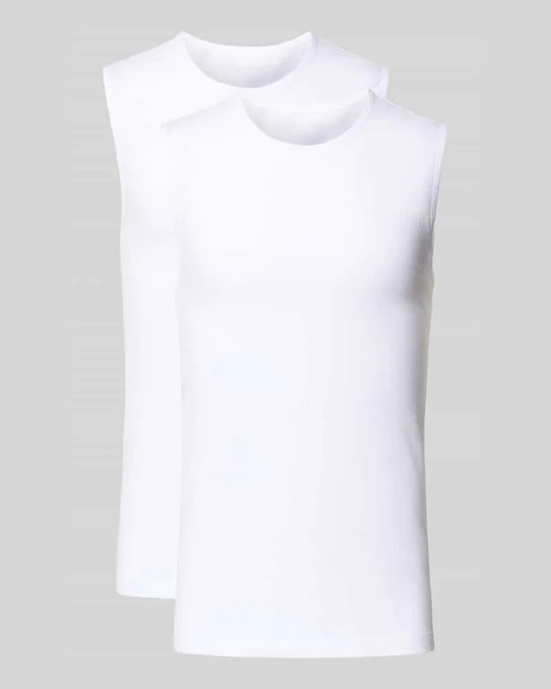 Schiesser Slim Fit Top aus Baumwoll-Mix im 2er-Pack Weiss