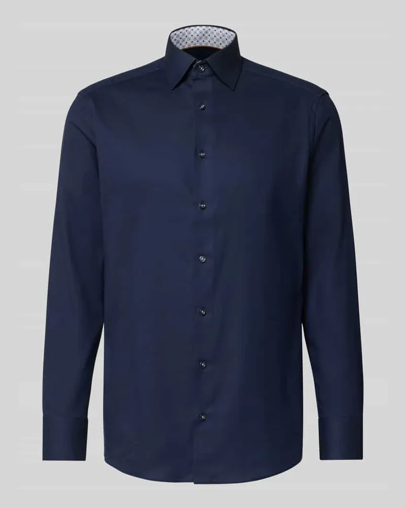 Olymp Regular Fit Businesshemd aus reiner Baumwolle mit Kentkragen Marine