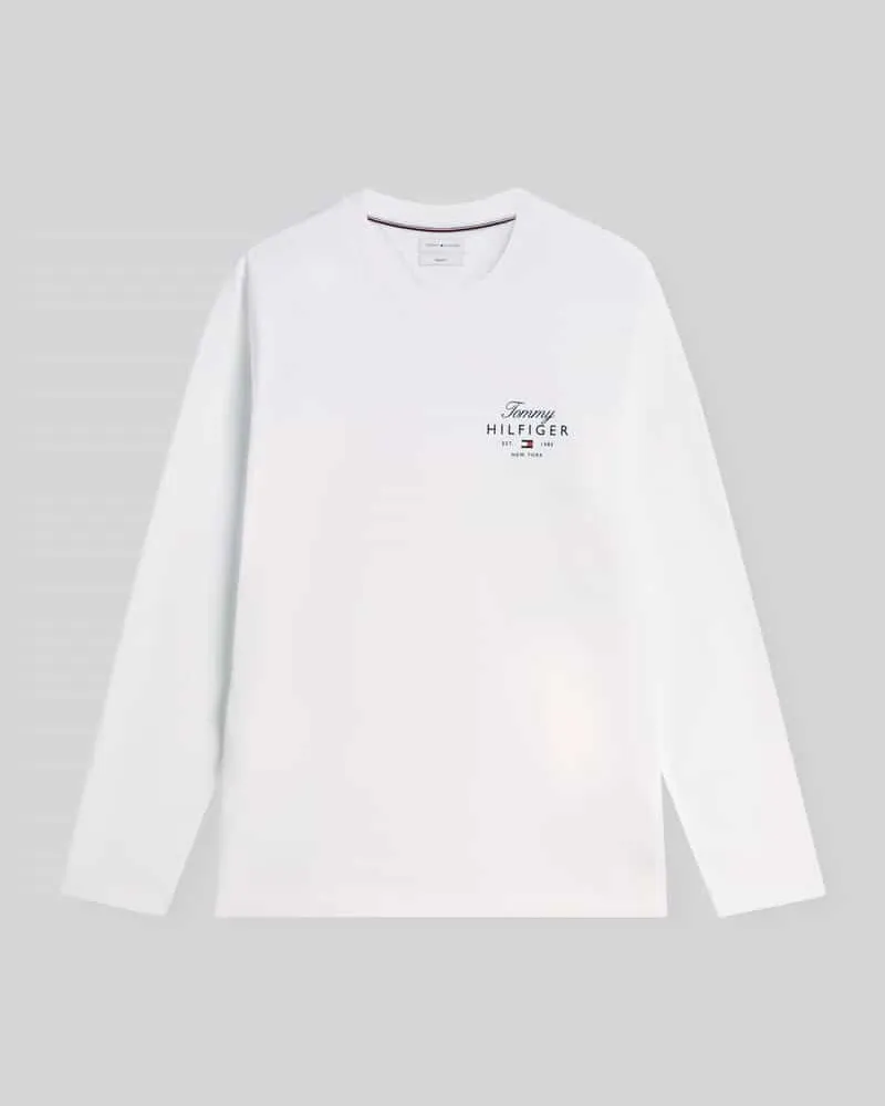 Tommy Hilfiger Regular Fit Langarmshirt aus reiner Baumwolle Weiss