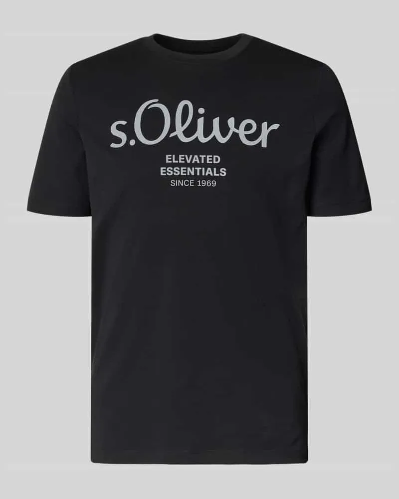 S.Oliver Regular Fit T-Shirt aus reiner Baumwolle Modell 'BASIC TEE BIG LOGO Black