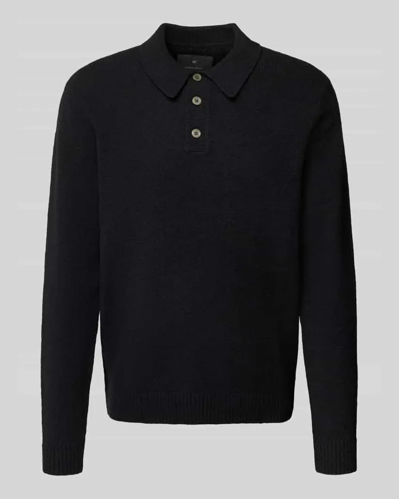 Jack & Jones Strickpullover mit Polokragen Modell 'MAVERICK Black