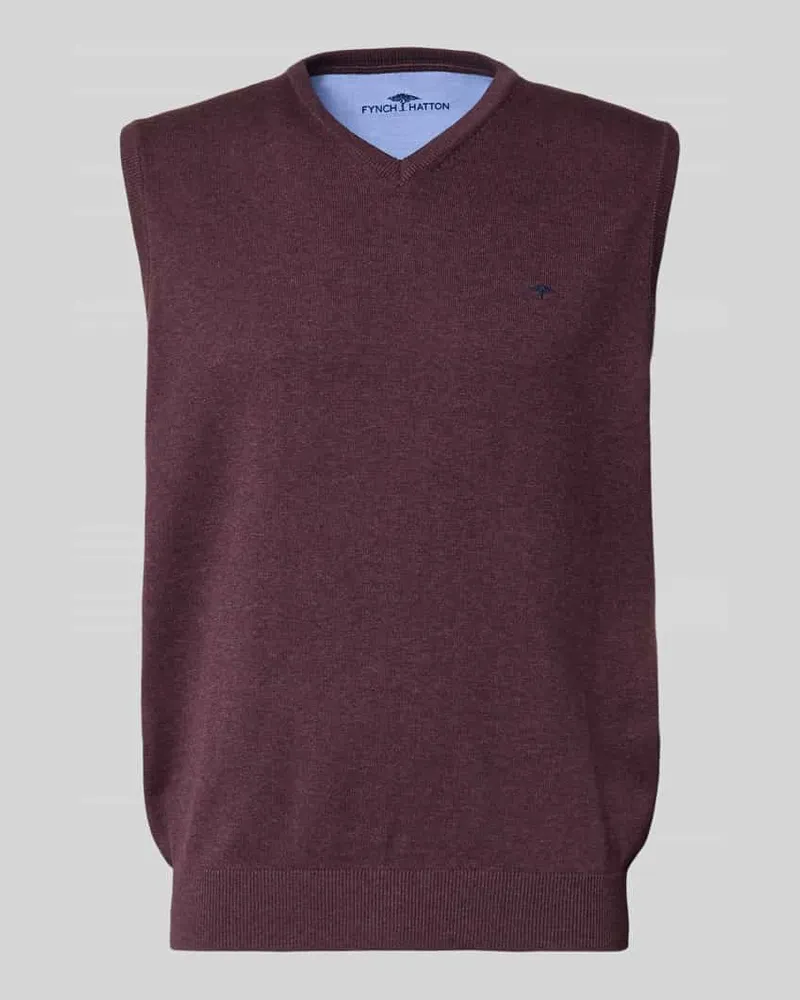 Fynch-Hatton Pullunder mit Label-Stitching Pflaume
