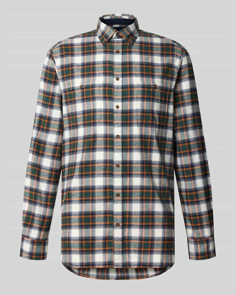 Christian Berg Regular Fit Freizeithemd aus Flanell mit Button-Down-Kragen Bottle