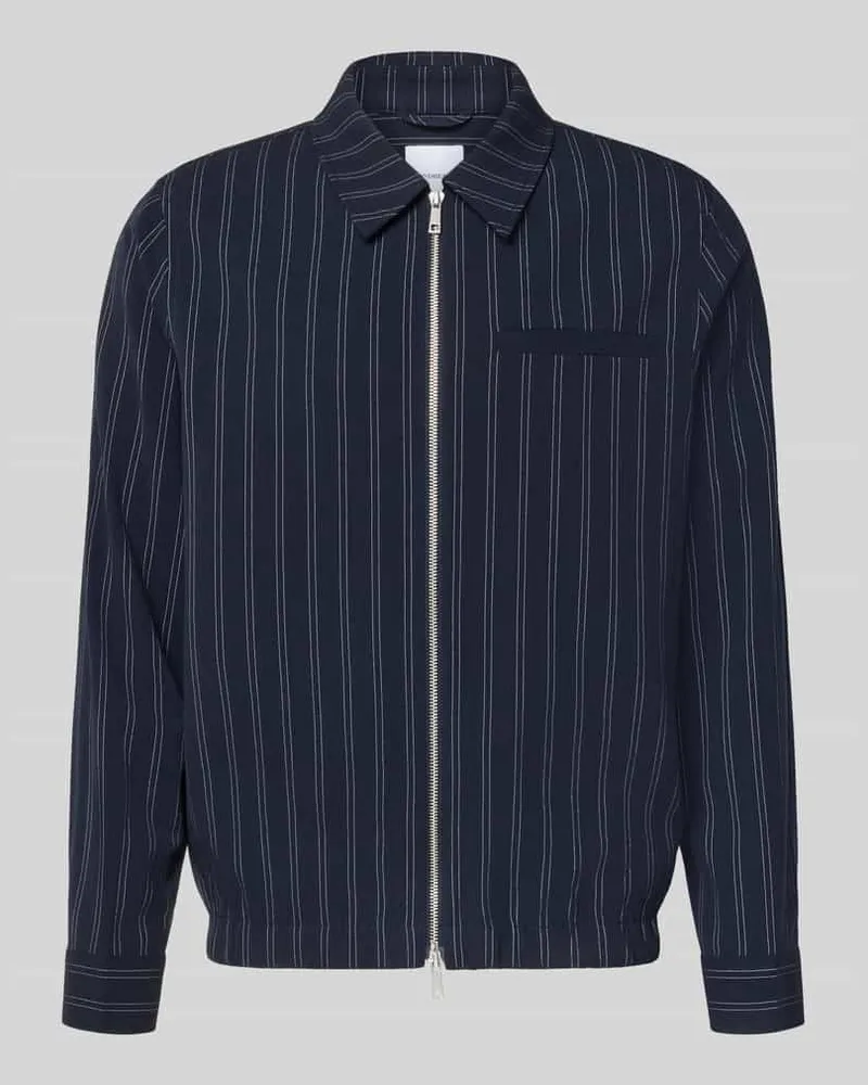 Lindbergh Modern Fit Hemdjacke mit Zweiwege-Reißverschluss Dunkelblau