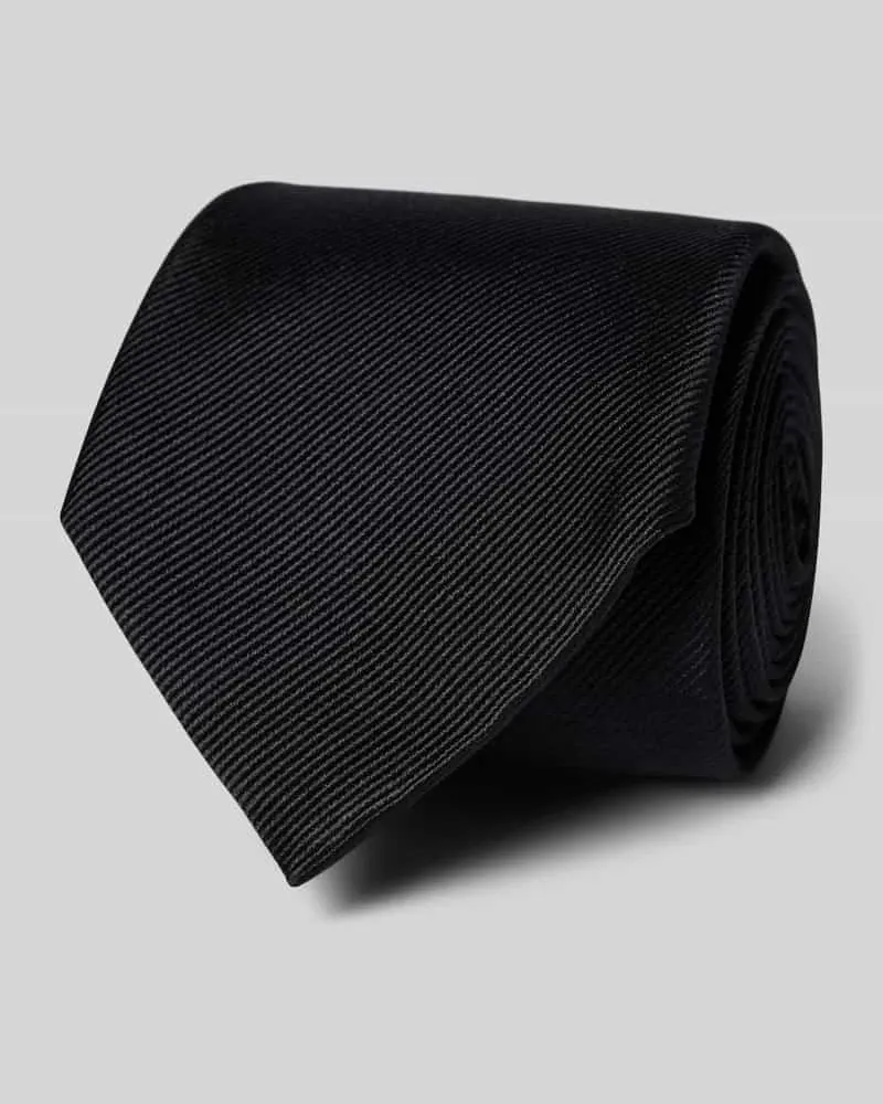 Profuomo Seidenkrawatte in unifarbenem Design (8 cm Black