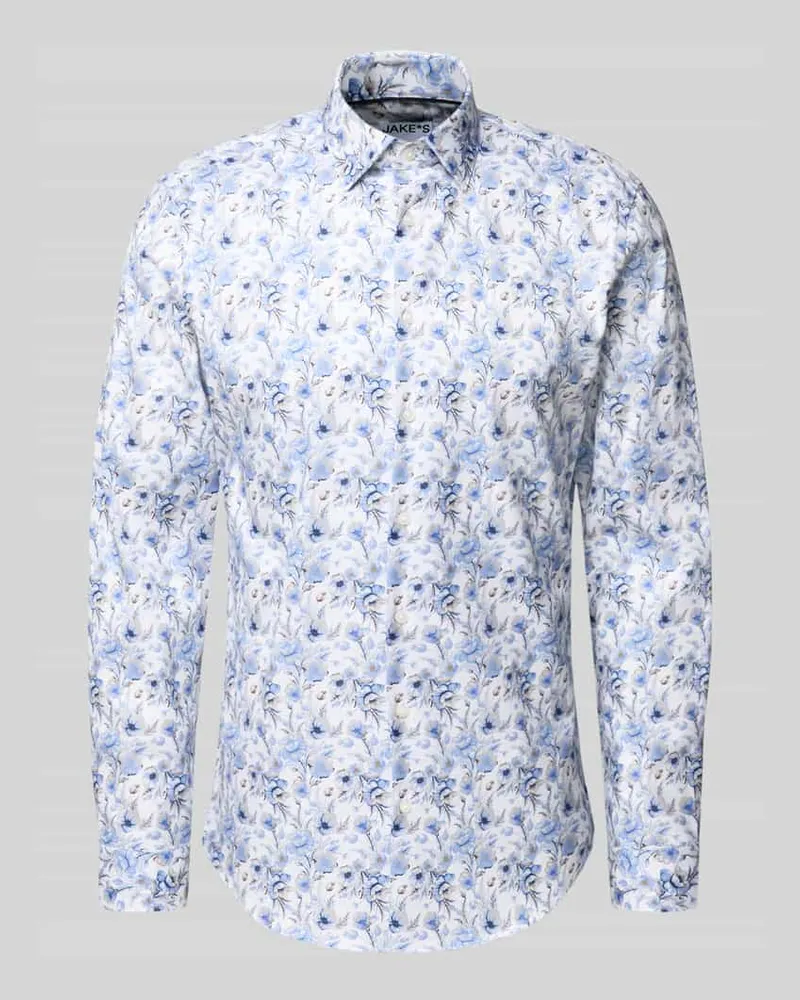 JAKE*S Slim Fit Business Hemd aus Baumwolle mit Kentkragen Weiss