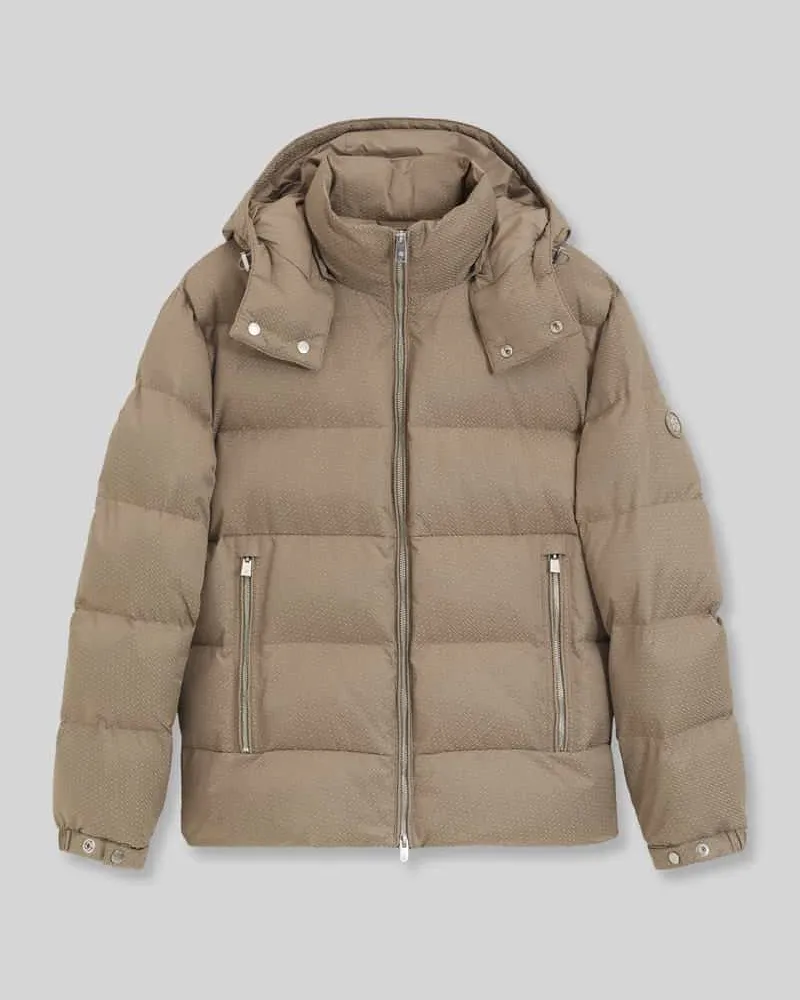 HUGO BOSS Regular Fit Daunenjacke mit abnehmbarer Kapuze Dunkelbraun
