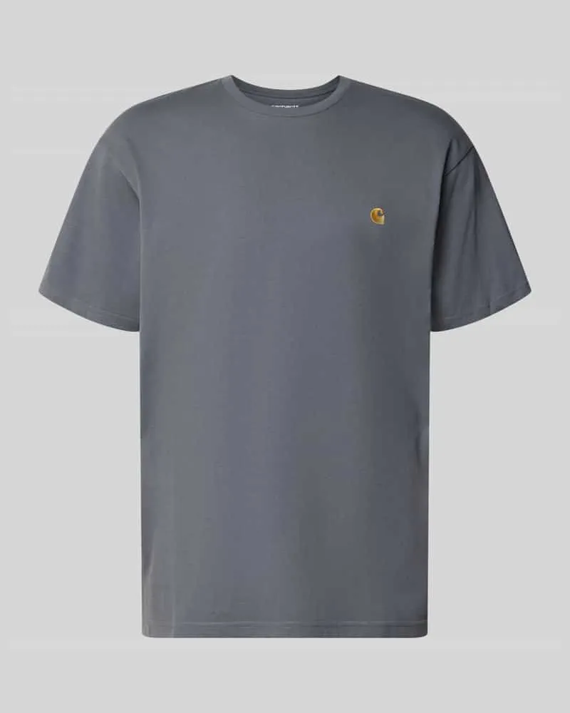 Carhartt WIP T-Shirt mit Label-Stitching und Rundhalsausschnitt Stein