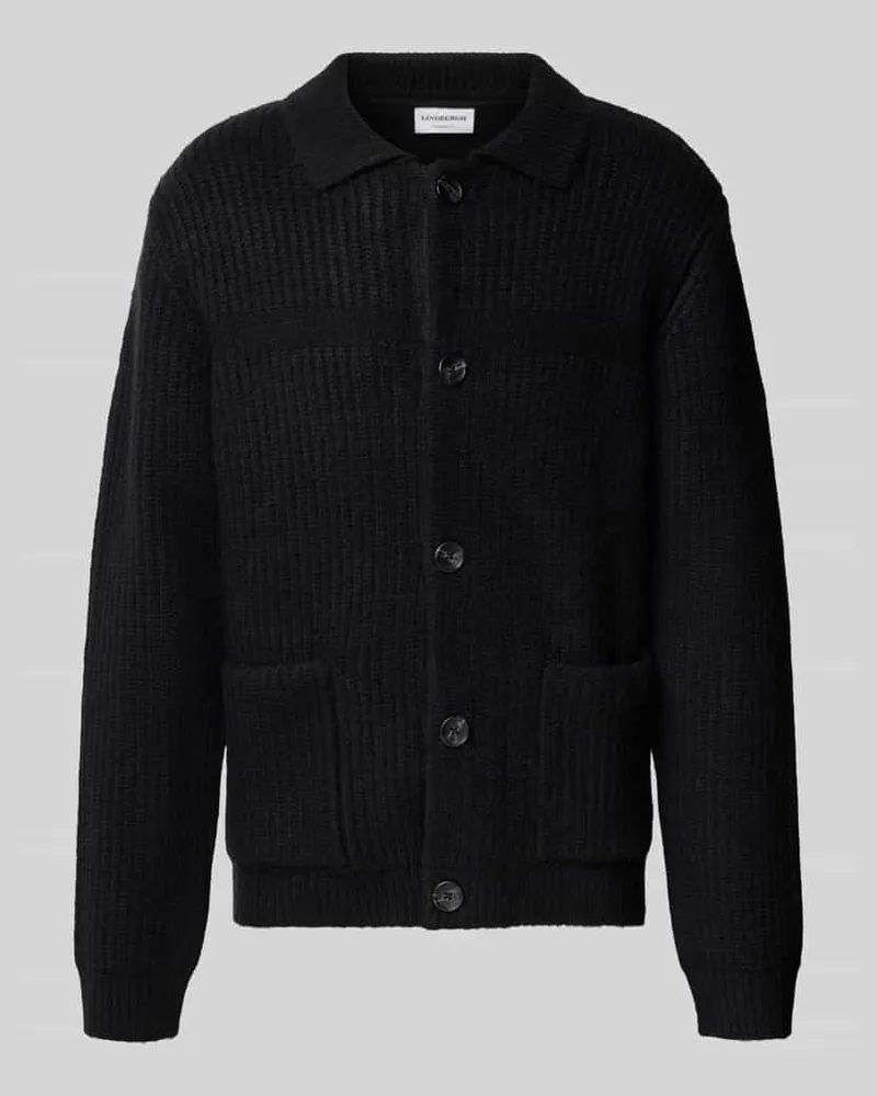 Lindbergh Relaxed Fit Strickjacke aus elastischem Baumwoll-Mix Black