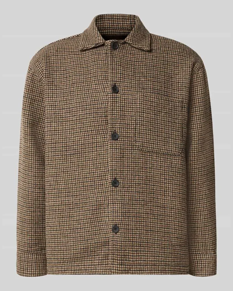 Jack & Jones Regular Fit Hemdjacke mit Brusttasche Modell 'SOHO OLLIE Beige