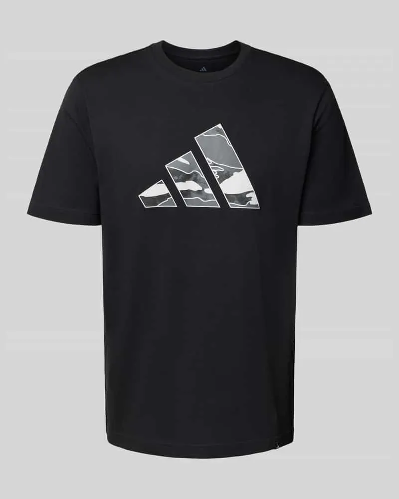 adidas T-Shirt mit Label-Print und Rundhalsausschnitt 