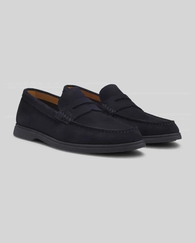 HUGO BOSS Loafer aus Rindvelours Dunkelblau