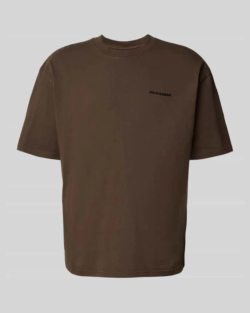 PEGADOR Oversized T-Shirt mit Label-Stitching Dunkelbraun