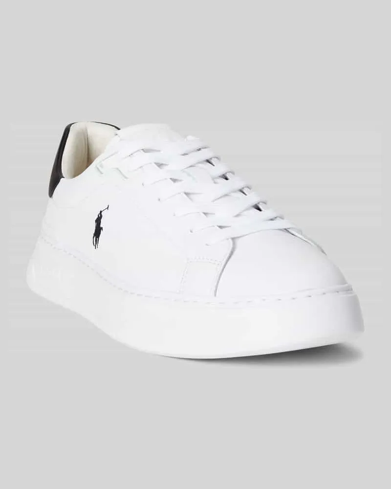 Ralph Lauren Sneaker Low aus Rindsnappa mit Logo-Detail Weiss
