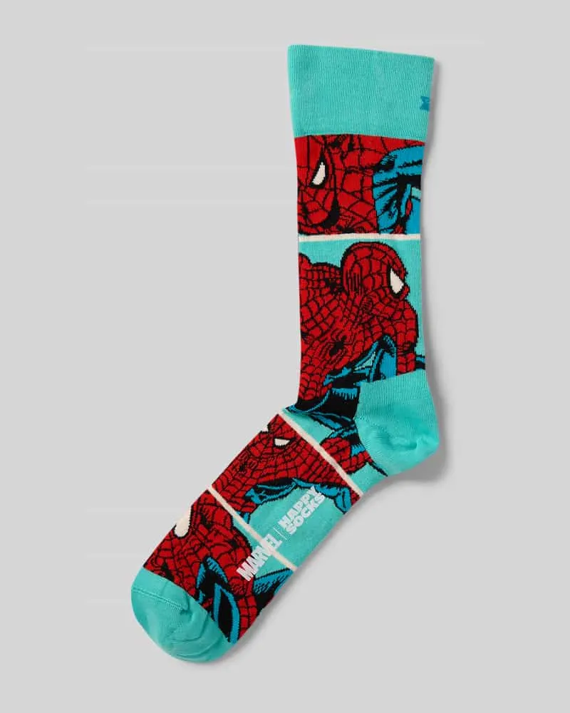 Happy Socks Regular Fit Socken mit Logo-Print Modell 'WEB-SLINGER Tuerkis