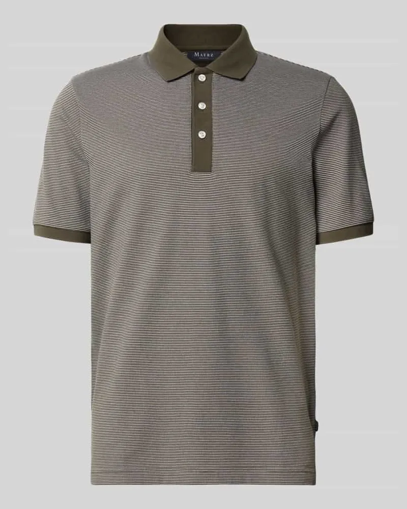 Maerz Slim Fit Poloshirt mit Strukturmuster Oliv