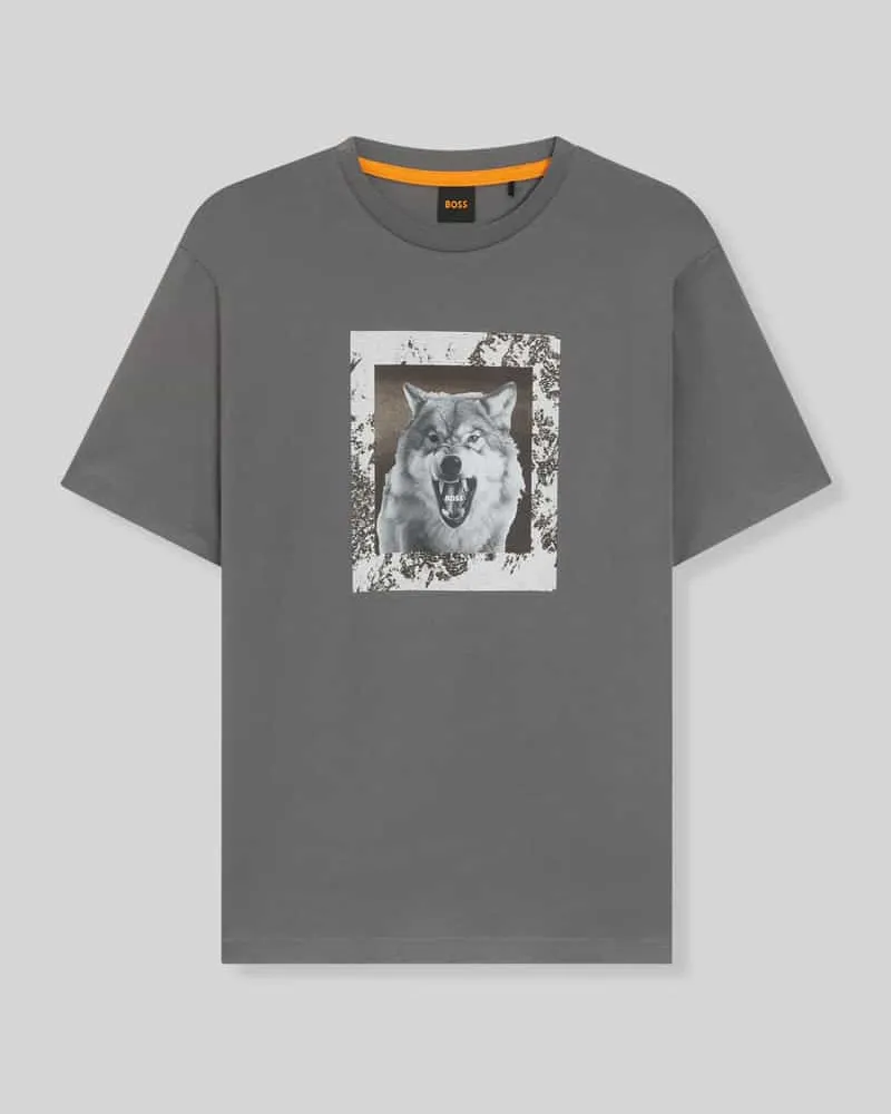 HUGO BOSS Regular Fit T-Shirt aus Baumwoll-Jersey Modell 'LUPO Anthrazit