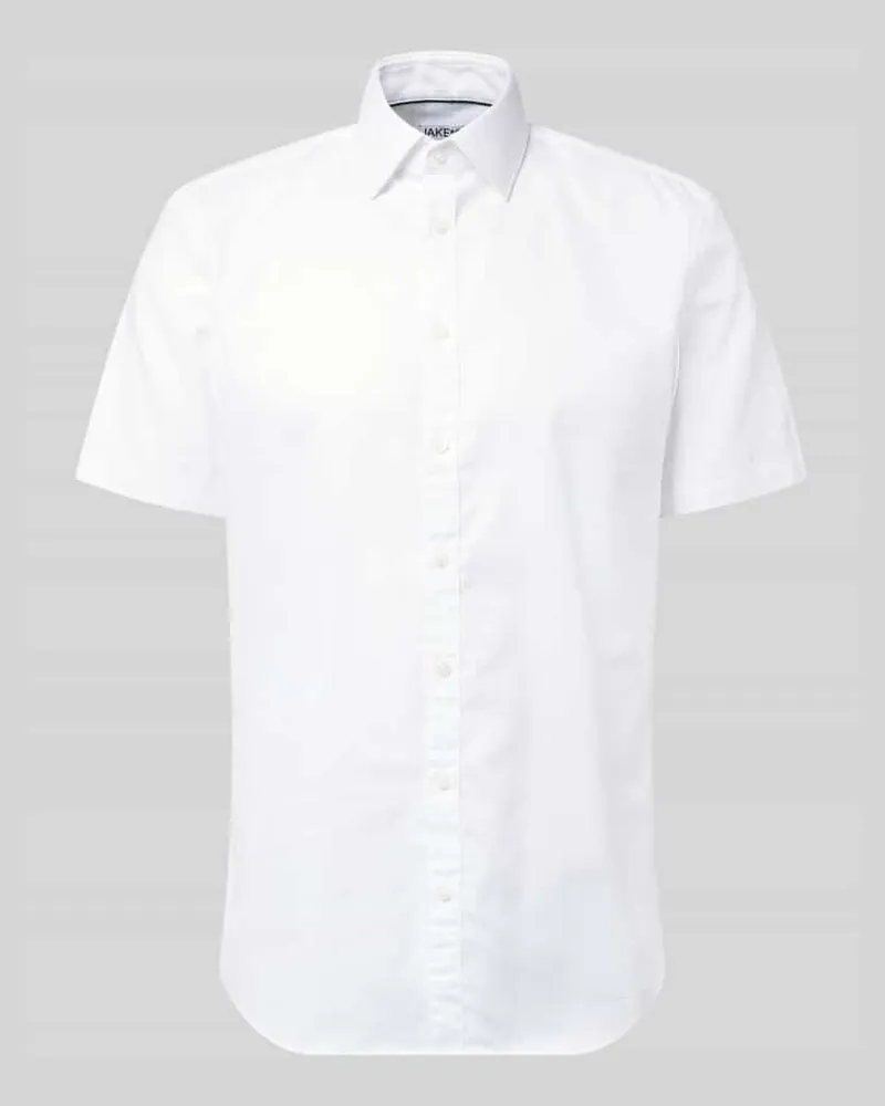 JAKE*S Slim Fit Business-Hemd aus Baumwolle mit Kentkragen Weiss