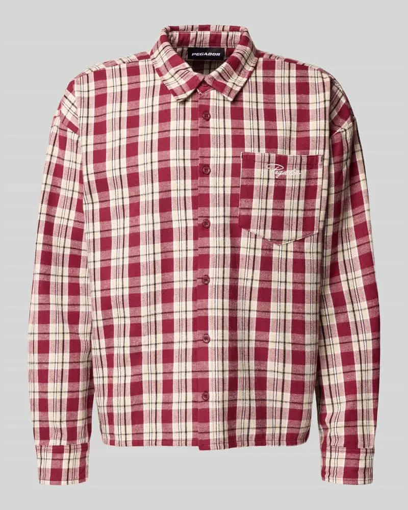 PEGADOR Oversized Freizeithemd mit Knopfleiste Bordeaux