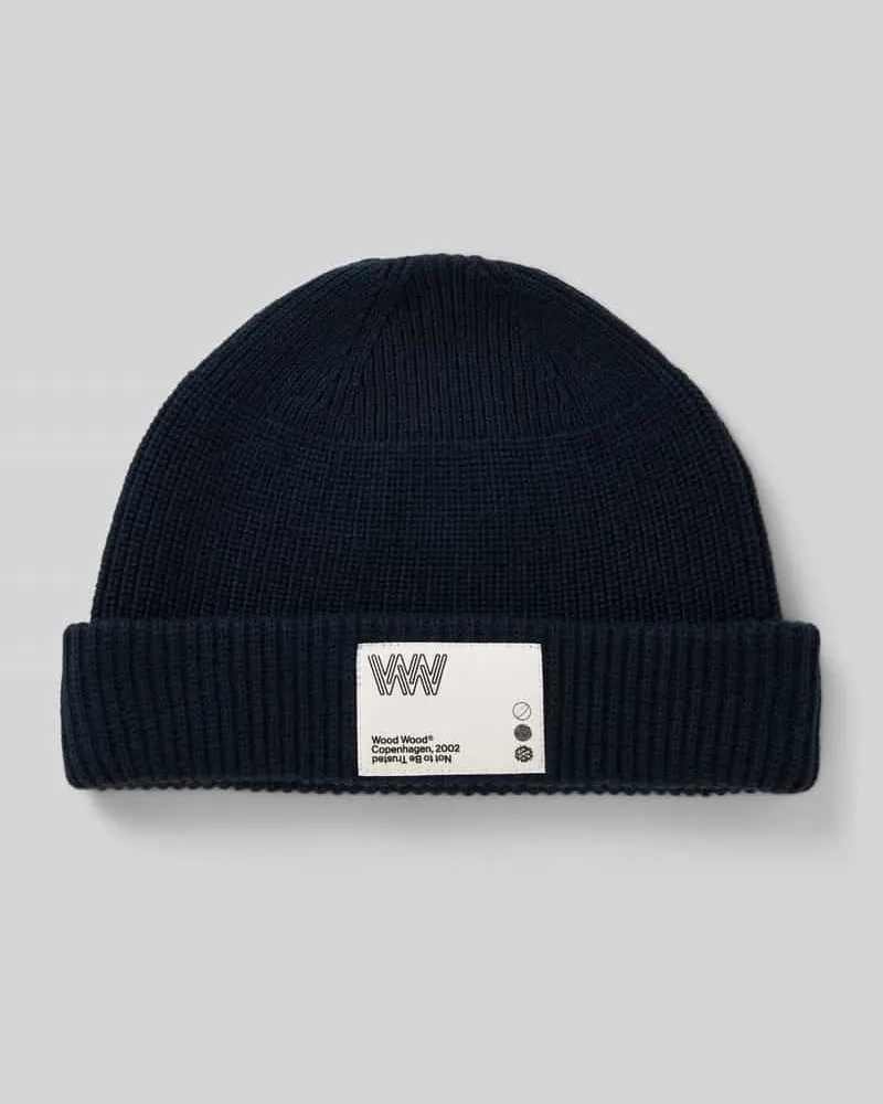 Wood Wood Regular Fit Mütze aus Woll-Mix mit Logo-Patch Modell 'Milo Marine