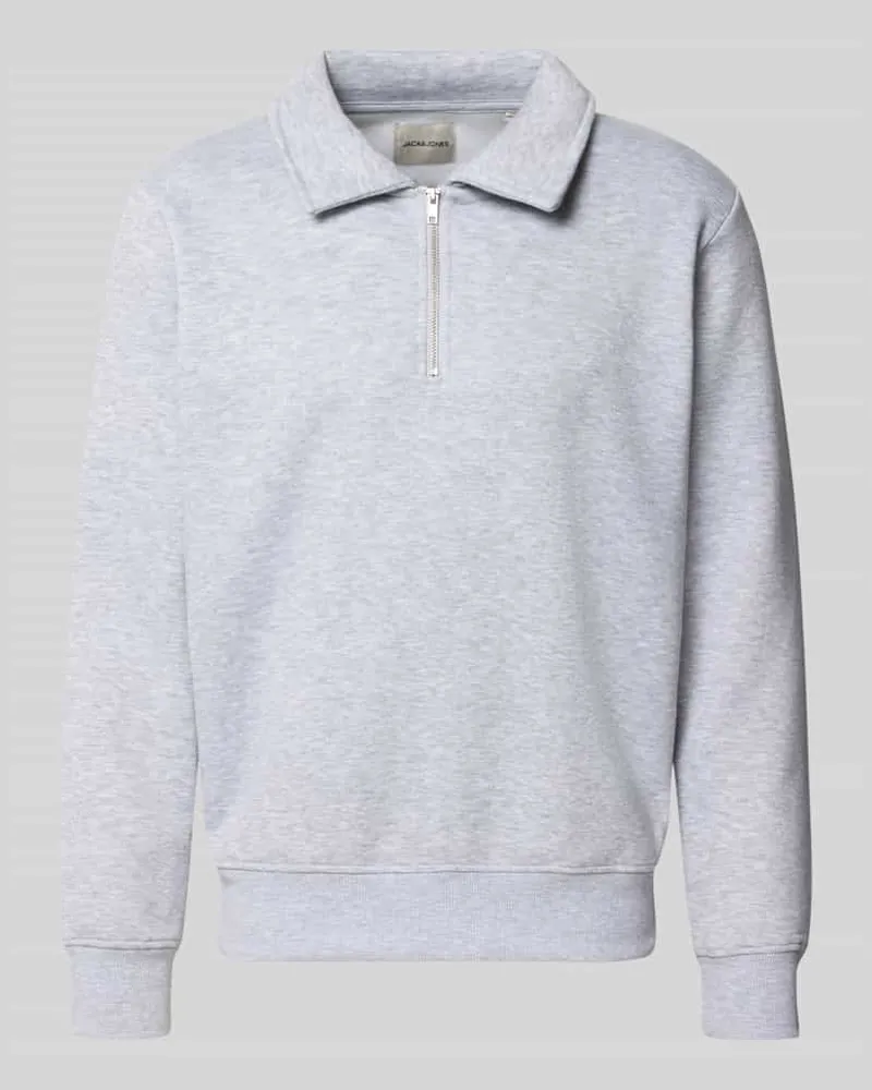 Jack & Jones Regular Fit Sweatshirt mit Baumwoll-Anteil Modell 'Bradley Hellgrau