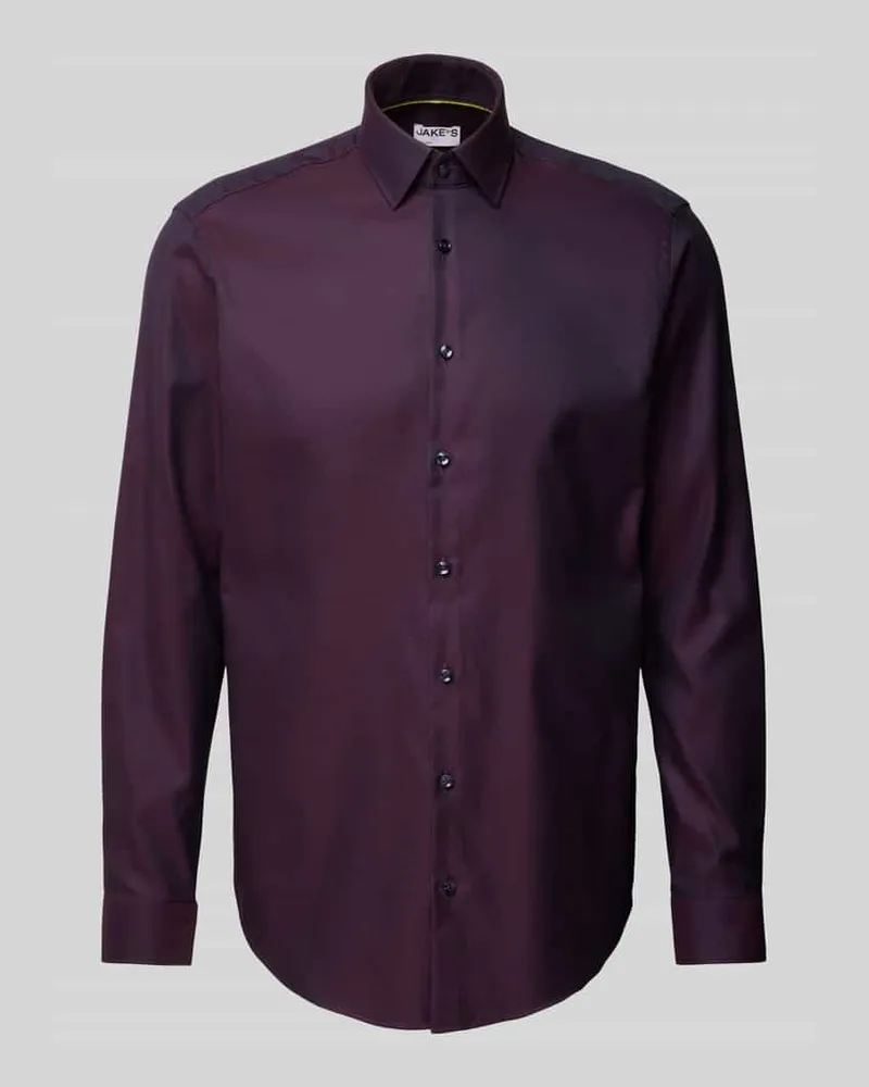 JAKE*S Regular Fit Business-Hemd in Premiumqualität Aubergine