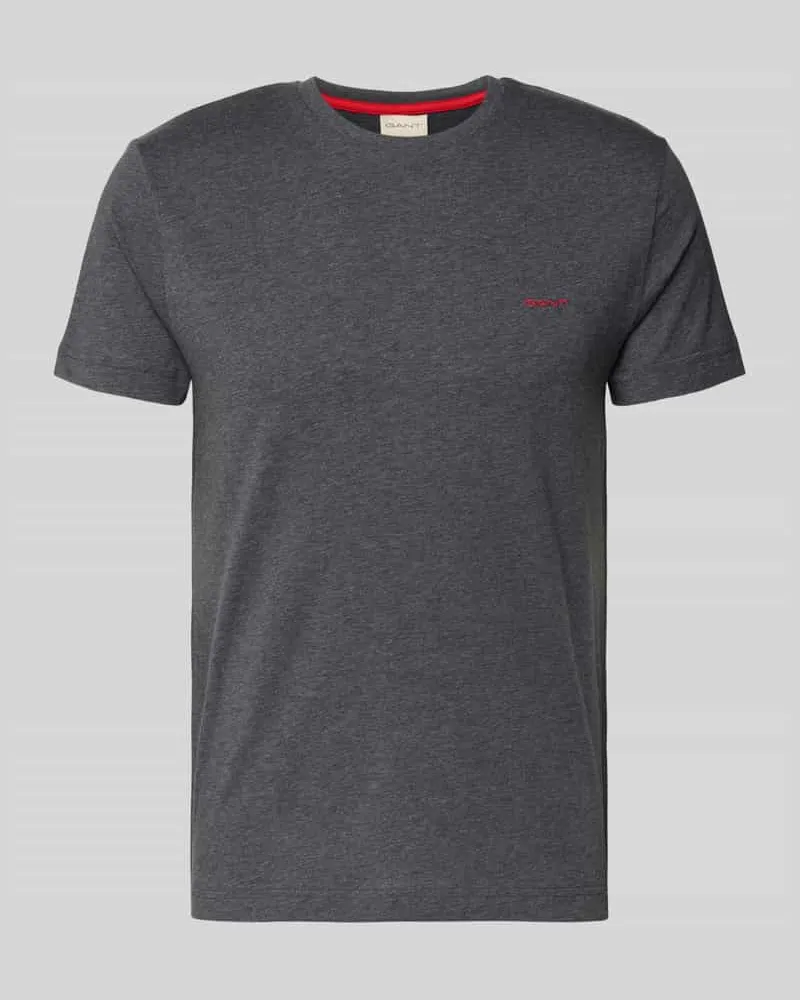 Gant T-Shirt mit Label-Detail Dunkelgrau
