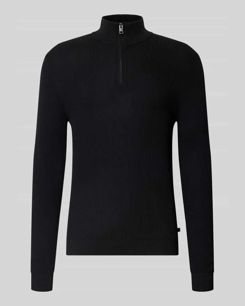 S.Oliver Regular Fit Troyer aus reiner Baumwolle Black