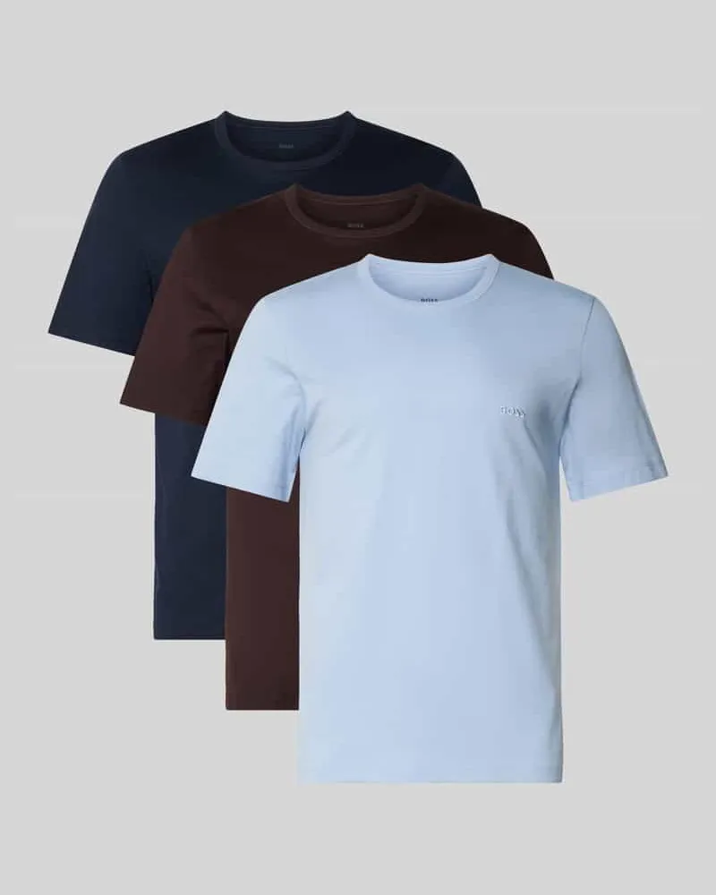 HUGO BOSS T-Shirt-Set mit Logo-Schriftzug im 3er-Pack Schoko