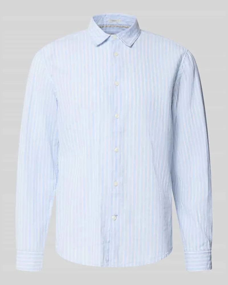 Pepe Jeans Regular Fit Freizeithemd aus Leine-Baumwoll-Mix Modell 'PHILIPPE Hellblau