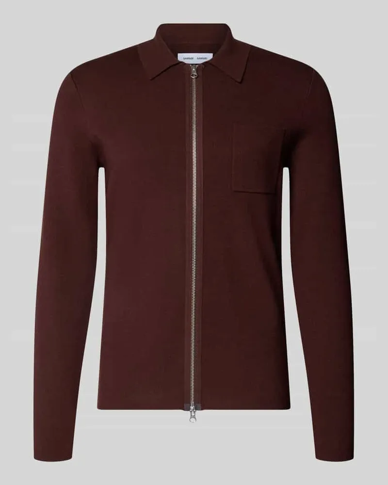 Samsøe & Samsøe Regular Fit Strickjacke aus Viskose-Mix Modell 'GUNA Bordeaux
