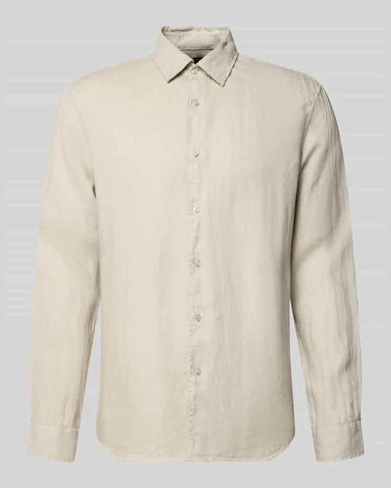 McNeal Leinenhemd mit Kentkragen Kitt