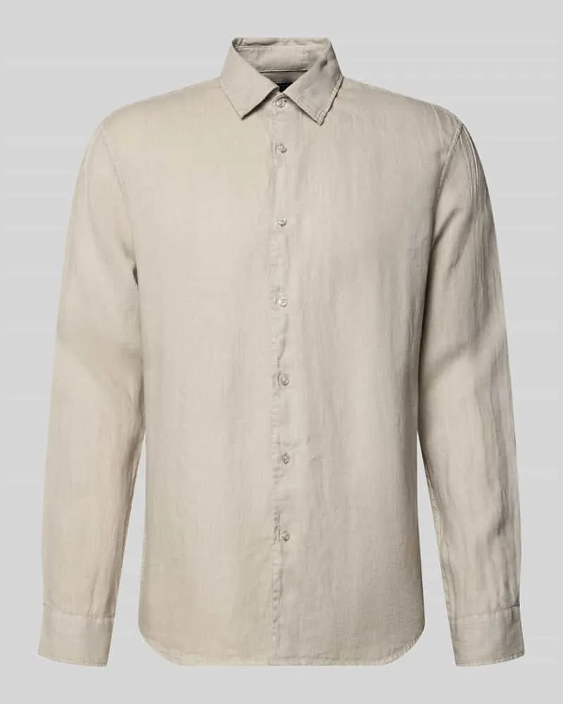 McNeal Leinenhemd mit Kentkragen Kitt