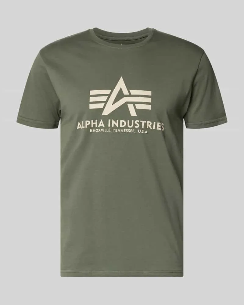 Alpha Industries T-Shirt mit Logo und Rundhalsausschnitt Oliv