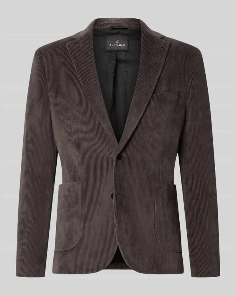Zuitable Slim Fit Sakko aus Baumwoll-Mix in Cord-Optik Modell 'Nick Dunkelbraun